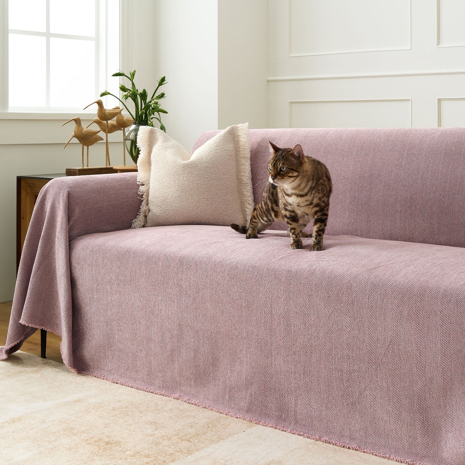 Capa de sofá Herringbone durável para animais de estimação