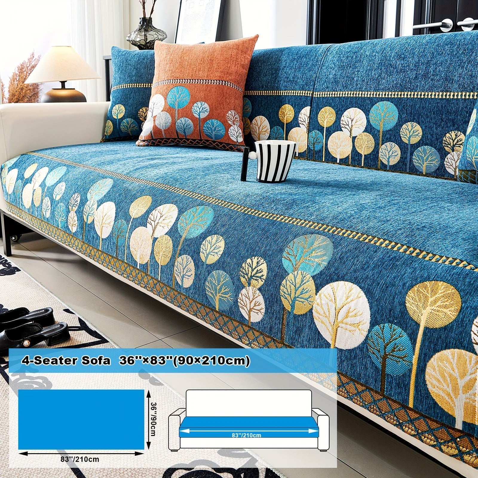 Capa de Sofá Chenille Estilo Boêmio 1pc, Capa para Sofá com Bordado Geométrico, Amigável para Cães, Protetor de Sofá Espesso e Macio, Capas Antiderrapantes para Almofadas, Protetor de Móveis, Decoração para Quarto Escritório Sala de Estar Casa, Melhore su